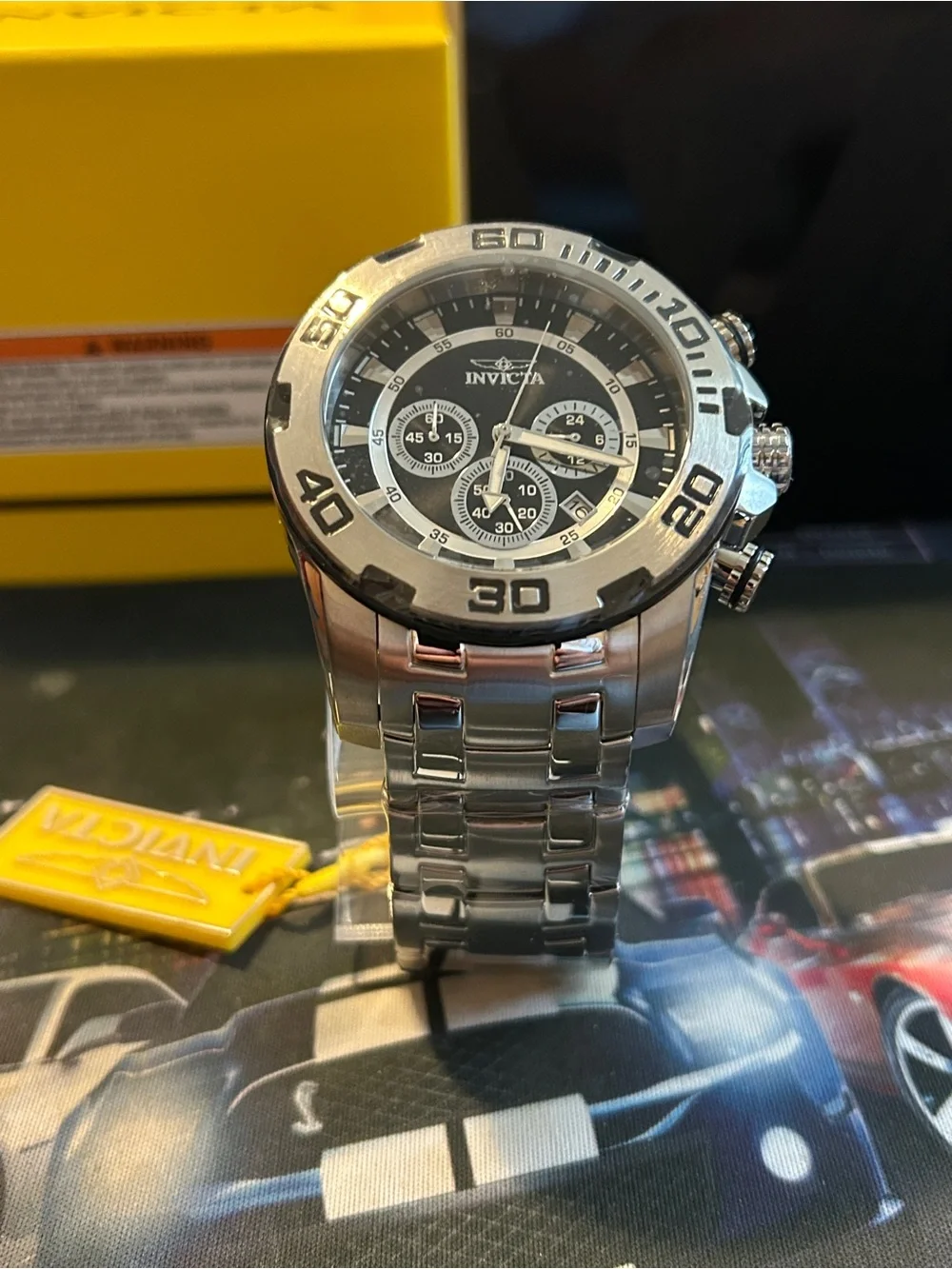 Invicta Pro Diver Scuba. Silver Stainless Steel & Black Watch
